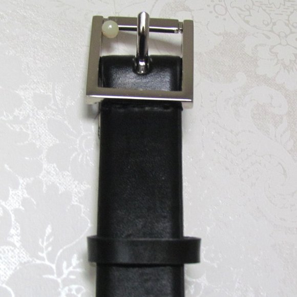 BLACK LEATHER BELT, NWT, 36"- 40" WAIST, 1" w SILVER BUCKLE, WOMEN'S or MEN'S - Picture 3 of 6